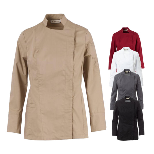 Giacca chef donna manica lunga doppio petto mesh traspirante Donna Personalizzabile Payper Starred Mesh Lady