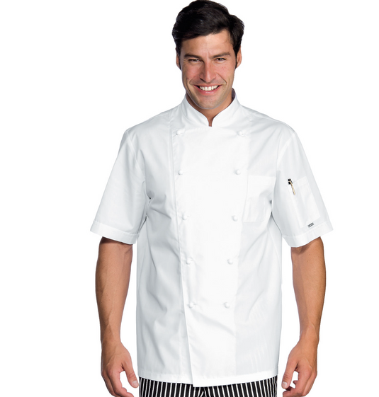 Giacca Cuoco Classica Isacco Unisex Mezza Manica Bottoni Antipanico