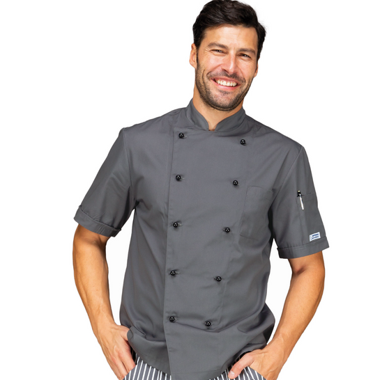 Giacca Cuoco Classica Isacco Unisex Mezza Manica Bottoni Antipanico