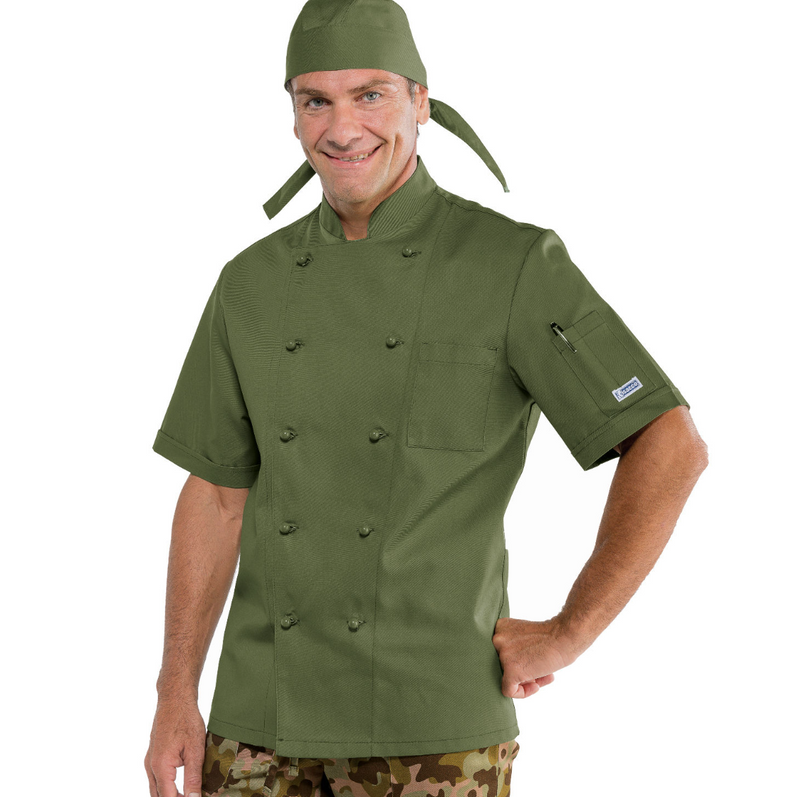 Carica immagine in Galleria Viewer, Giacca Cuoco Classica Isacco Unisex Mezza Manica Bottoni Antipanico

