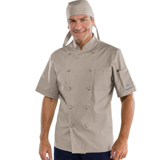 Giacca Cuoco Classica Isacco Unisex Mezza Manica Bottoni Antipanico