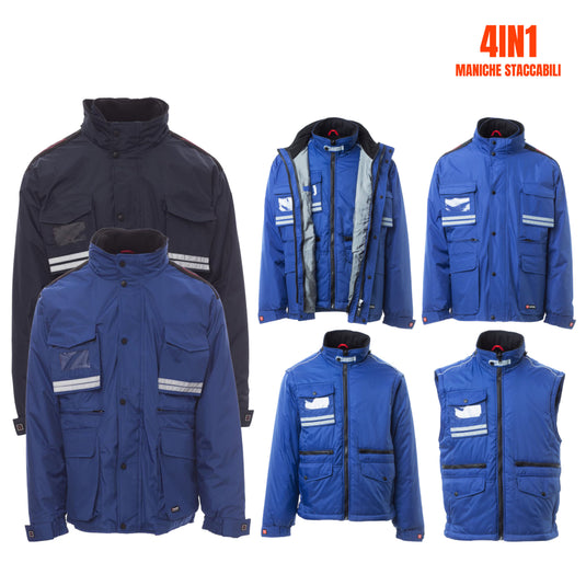 Parka Uomo 4in1 Multitasche Bande Riflettenti con Tasche Lock System Payper Tornado Plus