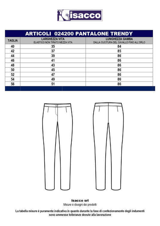 Pantalone Donna Elegante Senza Tasche Isacco Trendy per Sala e Ristorazione