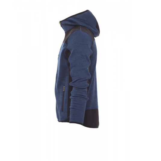 Giubbotto Softshell Uomo TAGLIA-M da Lavoro Payper Trip con Cappuccio Personalizzabile Blu Melange/Nero-Giallo Fluo Outlet