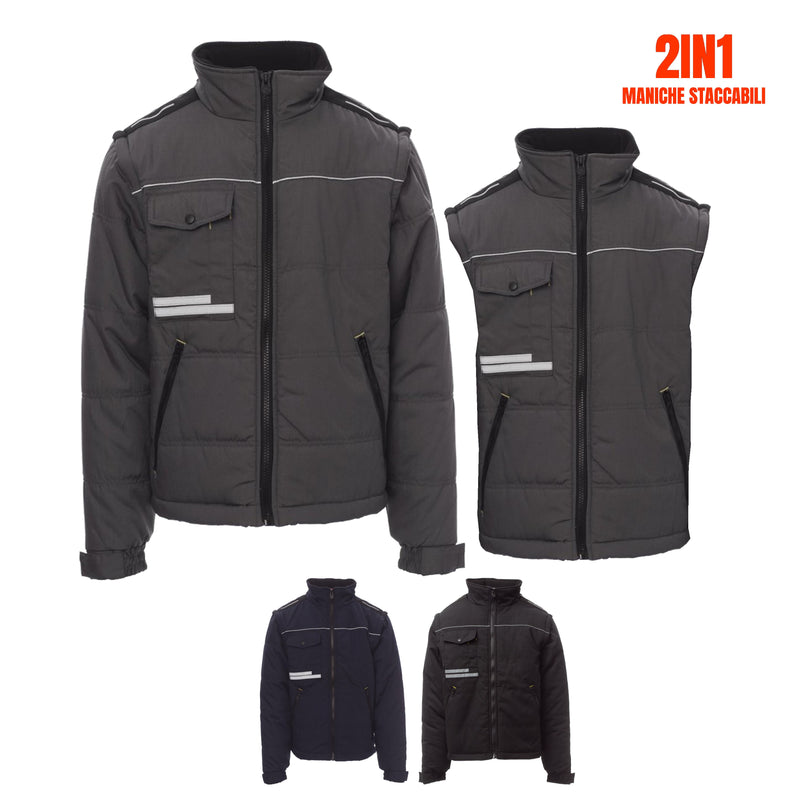 Carica immagine in Galleria Viewer, Giubbotto 2in1 Uomo con Maniche Staccabili Imbottito Invernale con Cappuccio Multitasche Payper Warm 2.0
