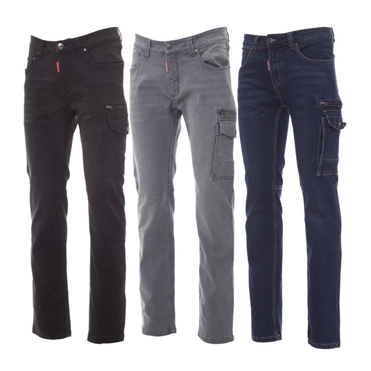 Pantaloni Jeans Multitasche da lavoro Denim Stretch Elasticizzati Uomo Payper West