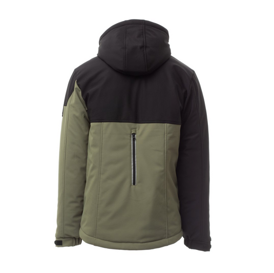 Giubbotto Imbottito Uomo TAGLIA-XL Invernale Soft Shell con Cappuccio Removibile Payper Wise Pad Verde Militare/Nero Outlet