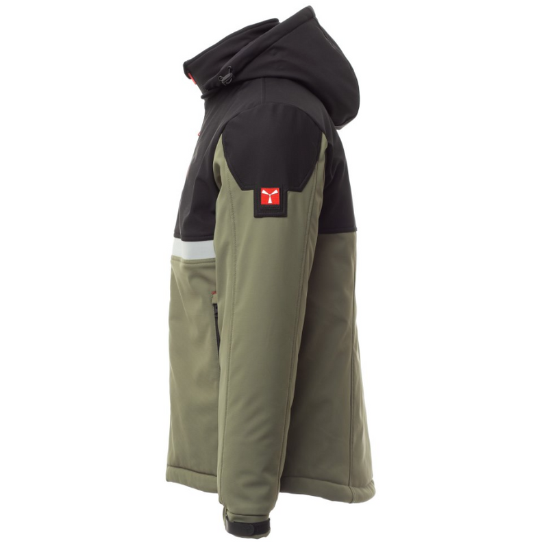 Carica immagine in Galleria Viewer, Giubbotto Imbottito Uomo TAGLIA-XL Invernale Soft Shell con Cappuccio Removibile Payper Wise Pad Verde Militare/Nero Outlet
