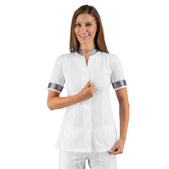 Casacca Donna Isacco Hibiscus – Maniche Corte, Bottoni a Pressione