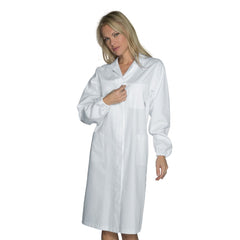 Camice Laboratorio Donna Antiacido Bianco Isacco – Cotone, Bottoni a Pressione, Personalizzato