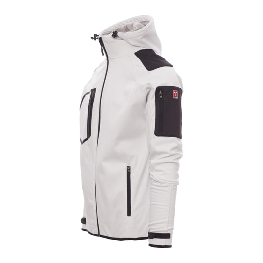 Giubbotto TAGLIA-L Soft shell Impermeabile con Cappuccio Tasche Payper Extreme Bianco/Nero Outlet