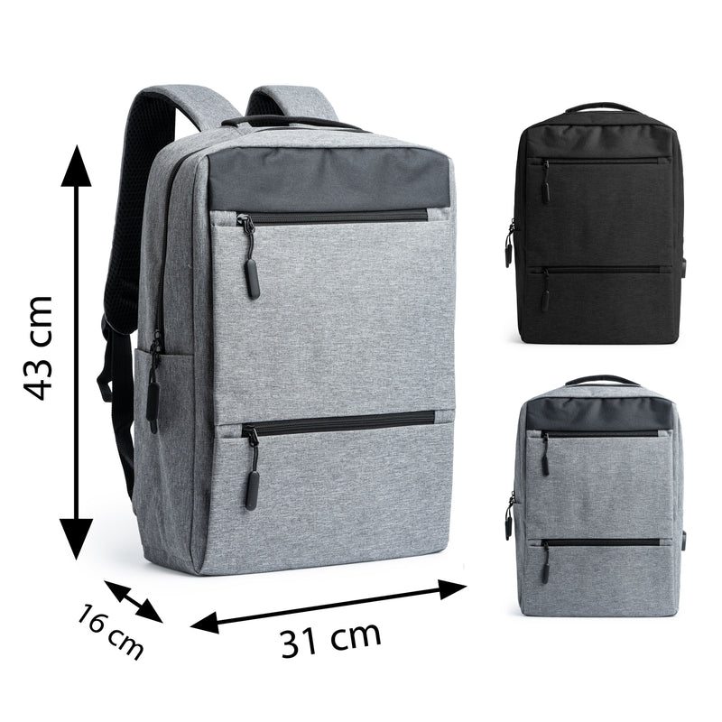 Carica immagine in Galleria Viewer, Zaino Oxford con USB Integrata e Doppia Tasca Frontale 18 Litri STAMINA NARVIK MO7177
