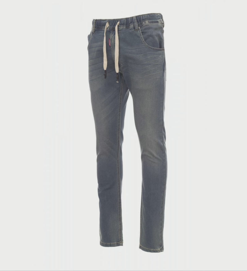 Carica e riproduci video in Gallery Viewer, Pantalone Uomo Jeans Stretch Slim Fit con Coulisse Payper Los Angeles
