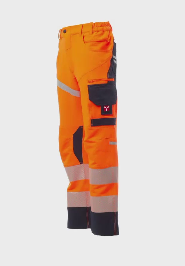 Carica e riproduci video in Gallery Viewer, Pantaloni da Lavoro Alta Visibilità 4 Way Stretch Payper Next 4W HI-VI
