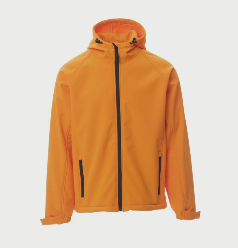 Carica e riproduci video in Gallery Viewer, Giubbotto Uomo Invernale Lavoro Soft Shell con Cappuccio Impermeabile Personalizzabile Payper Gale
