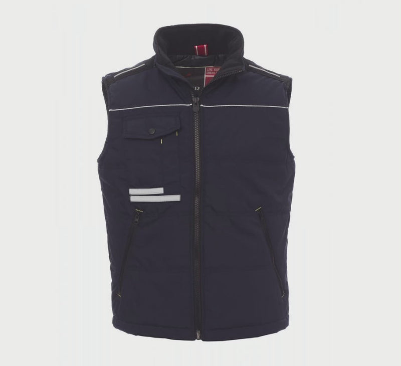 Carica e riproduci video in Gallery Viewer, Gilet Uomo Imbottito Multitasche Techno Cotton con Bande Riflettenti Payper Azua 2.0
